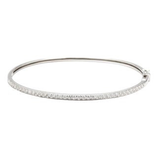 0.40ctw Diamond Bangle Bracelet, 14k White Gold, Length 6.75 In For Sale
