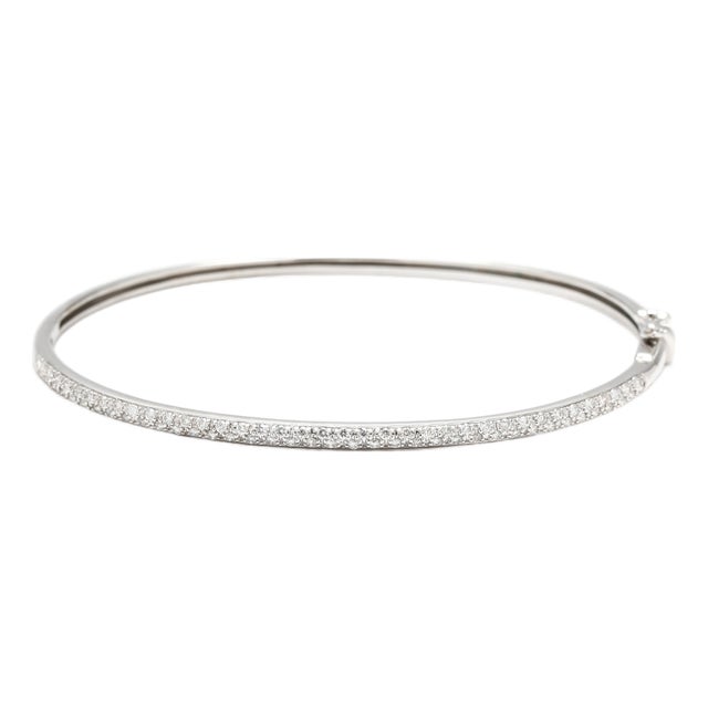 0.40ctw Diamond Bangle Bracelet, 14k White Gold, Length 6.75 In For Sale