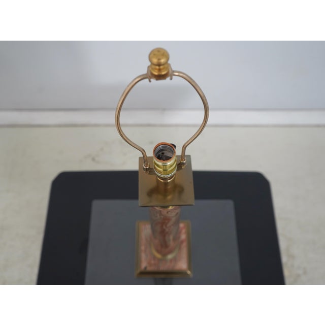 Vintage Paul Hansen Brass & Faux Marble Tall Lamp For Sale - Image 9 of 10