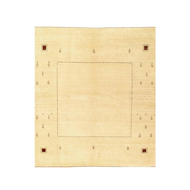 Pasargad Ivory Color Fine Hand Khontted Square Gabbeh Rug For Sale - Image 4 of 9