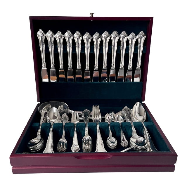 1960's Danish Cohr 'Alta' Silver-Plated Flatware-Service 12-Storage Box For Sale