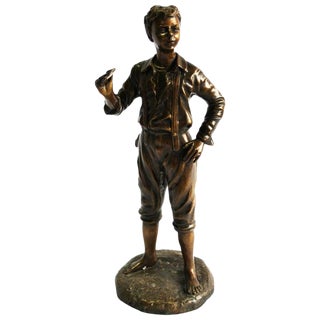20th Century French Bronze Figure of a Boy For Sale