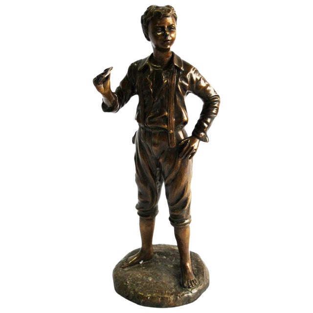 20th Century French Bronze Figure of a Boy For Sale