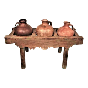 Antique Three Front Water Jug Holder With Jugs