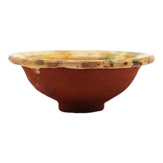 19th Century Small Portuguese Rustic Glazed Spongeware Wine Cup Bowl For Sale