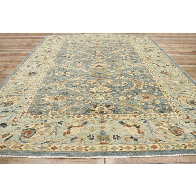 Modern Azure Turkish Sultanabad Rug, 09'03 X 12'03 For Sale - Image 10 of 12