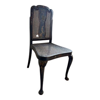 Early 20th Century Black Asian Wicker Chair For Sale