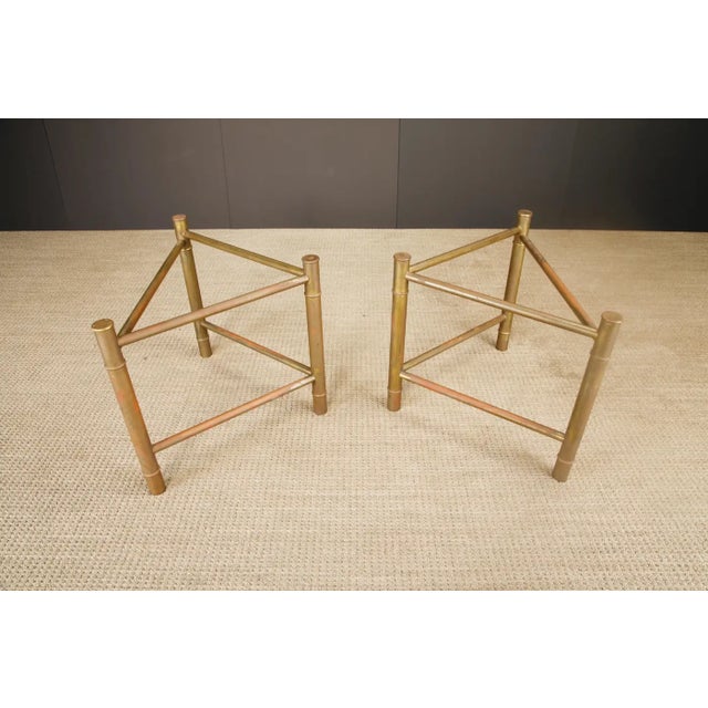 Mastercraft Mastercraft Patinated Brass Faux Bamboo Dining Table / Desk Bases, 1970s For Sale - Image 4 of 16
