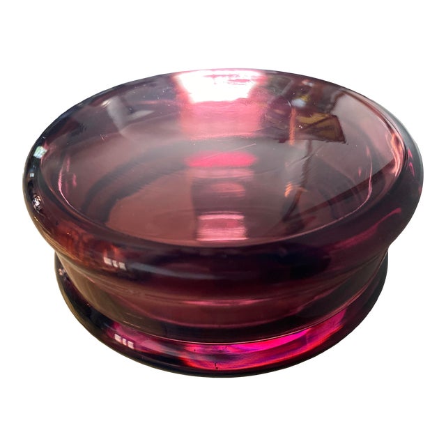 Mid-Century Modern Amethyst Glass Lidded Powder Dish For Sale