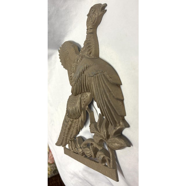 Gold Mid Century Cast Aluminum Goldtone Flying Pheasant Wall Sculpture For Sale - Image 8 of 9