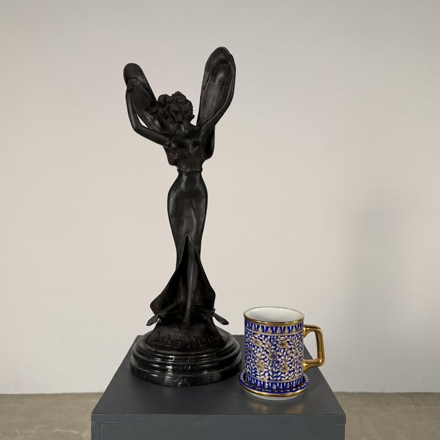 Art Nouveau Bronze Dragonfly Woman Sculpture on Marble – 18” Tall For Sale - Image 4 of 10