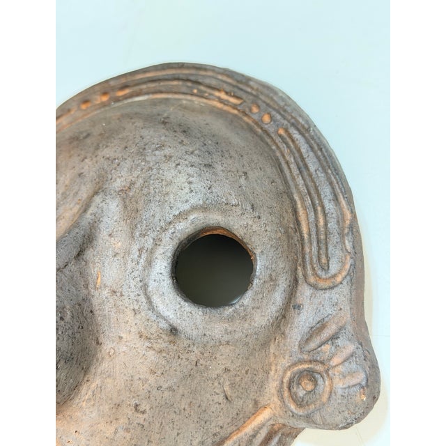 Vintage Peruvian Black-Fired Earthenware Folk Art Wall Mask For Sale In Portland, OR - Image 6 of 11