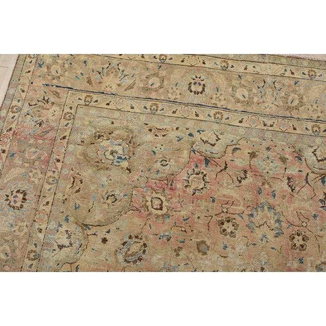 Tabriz Rug 7’11” X 10’8” Pink Wool Vintage Distressed Hand-Knotted Carpet For Sale In Philadelphia - Image 6 of 14