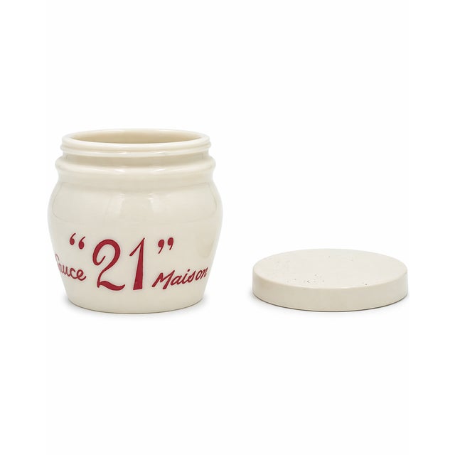 Vintage the 21 Club Nyc Restaurant Condiment Jar Sauce Maison Glass New York For Sale - Image 4 of 11