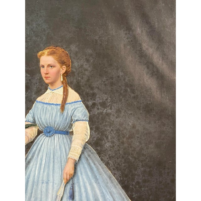 Alfred Emile Leopold Stevens, Portrait of Young Woman, 19th Century, Gouache For Sale - Image 4 of 9