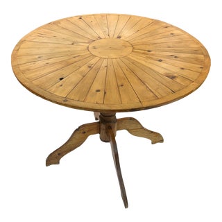 Vintage Rustic Pine Pedestal Table For Sale