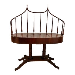 Vintage Wood Planter Console Table With Spindle Back For Sale