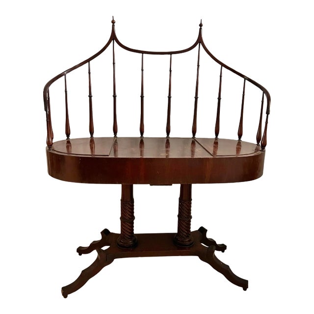 Vintage Wood Planter Console Table With Spindle Back For Sale