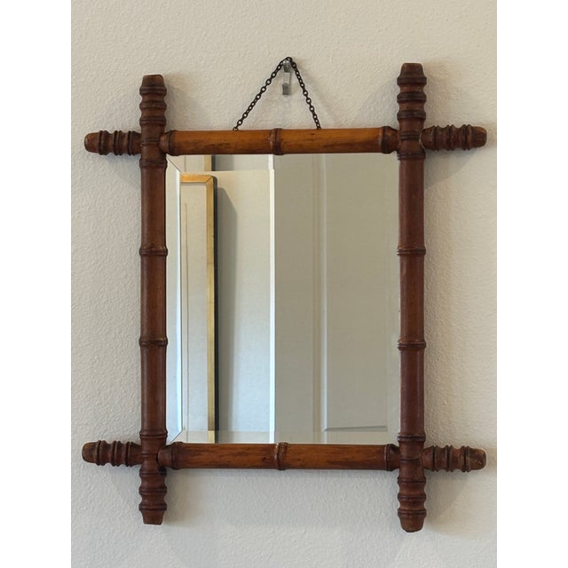 Wood Antique French Faux Bamboo Mirror For Sale - Image 7 of 18