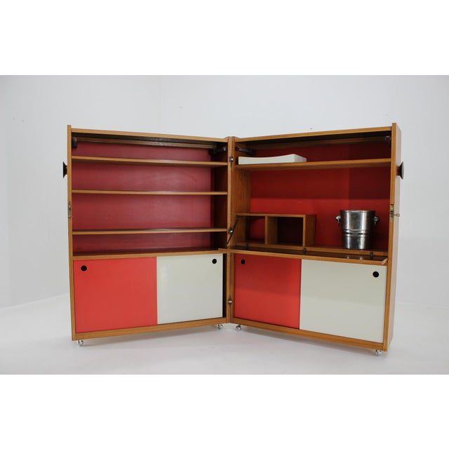 Teak Folding Bar Cabinet attributed to Johannes Andersen, Denmark, 1960s For Sale - Image 11 of 18