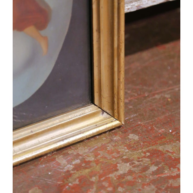 19th Century French Neoclassical Gouache of Flora and Putto in Giltwood Frame For Sale In Dallas - Image 6 of 7