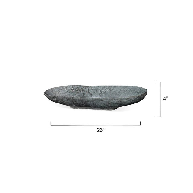 Modern Jamie Young Long Oval Marble Bowl in Grey For Sale - Image 3 of 10