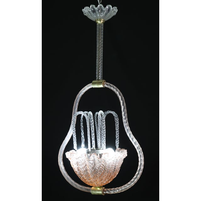 1950s 1950s Charming Pink and Trasparent Murano Glass Chandelier by Barovier E Toso For Sale - Image 5 of 16