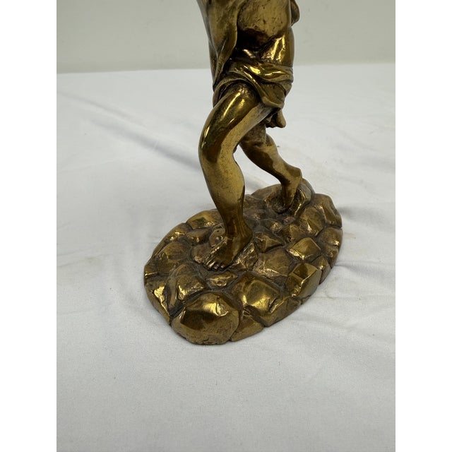 Bronze Vintage Maitland-Smith Bronze Greek God Atlas Desk Magnifying Glass Stand For Sale - Image 8 of 8