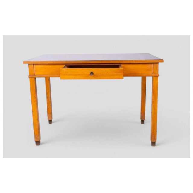 Vintage Wooden Desk with Green Top, 1950s For Sale - Image 6 of 11