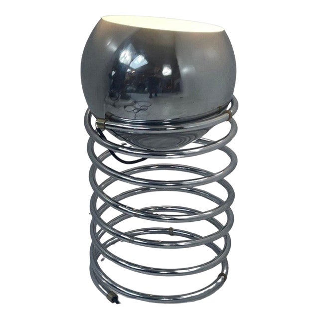 Space Age Chrome Globe Floor Lamp on Spiral Base from Gepo For Sale