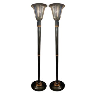 French Art Deco Floor Lamps, 1940s, Set of 2 For Sale
