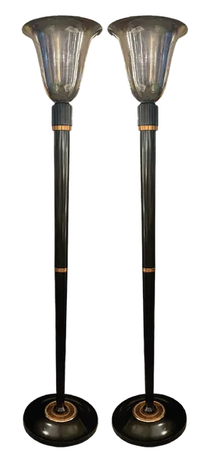French Art Deco Floor Lamps, 1940s, Set of 2