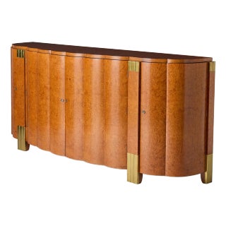 Burlwood and Brass Sideboard by Roger Bal For Sale