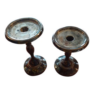 1980s Pair of Pottery Barn Pillar & Taper Dual Candle Holders For Sale