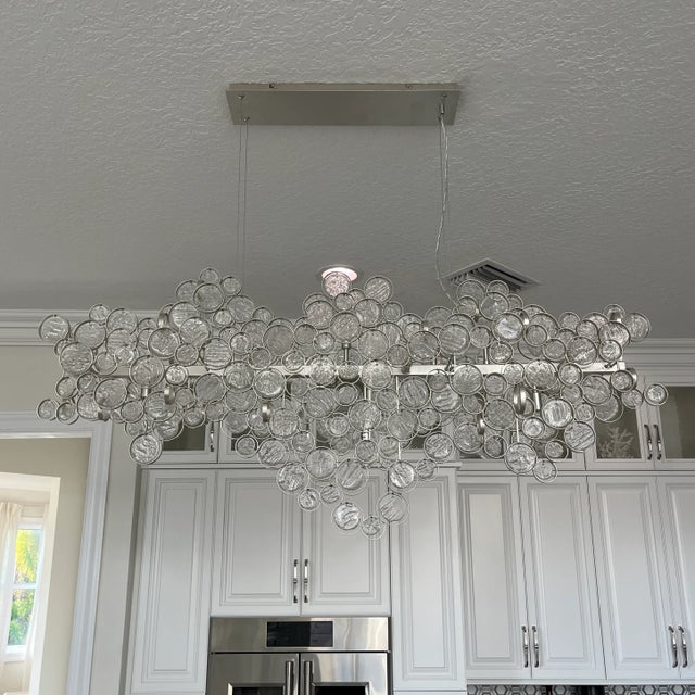 Contemporary Eurofase Trento 55” Champagne Silver 15-Light Oval Chandelier For Sale - Image 3 of 10