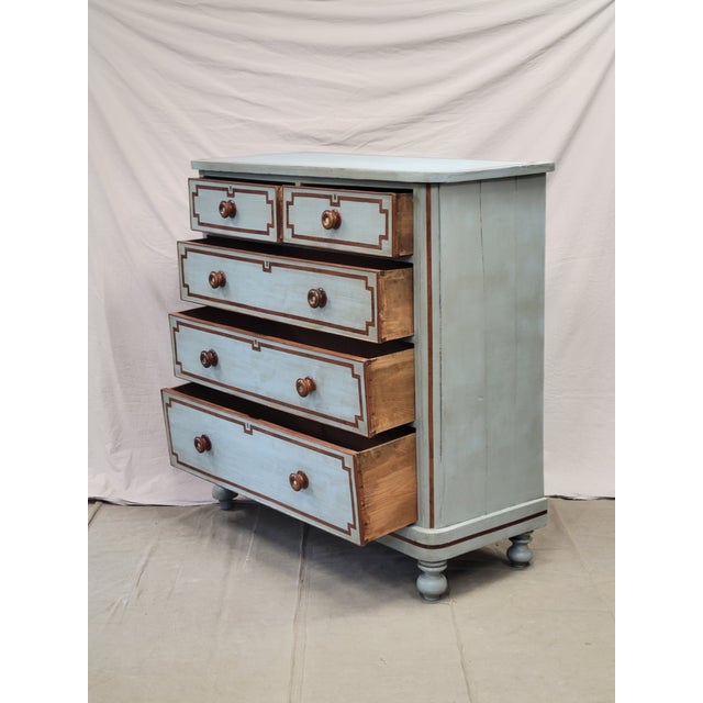 Art Deco Antique English Edwardian Painted Dresser With Mahogany Pulls Inset With Mother-of-Pearl For Sale - Image 3 of 18