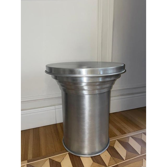 Not Yet Made - Made To Order Rl 06 Round Side Table in Brushed Aluminum by Caspal For Sale - Image 5 of 12