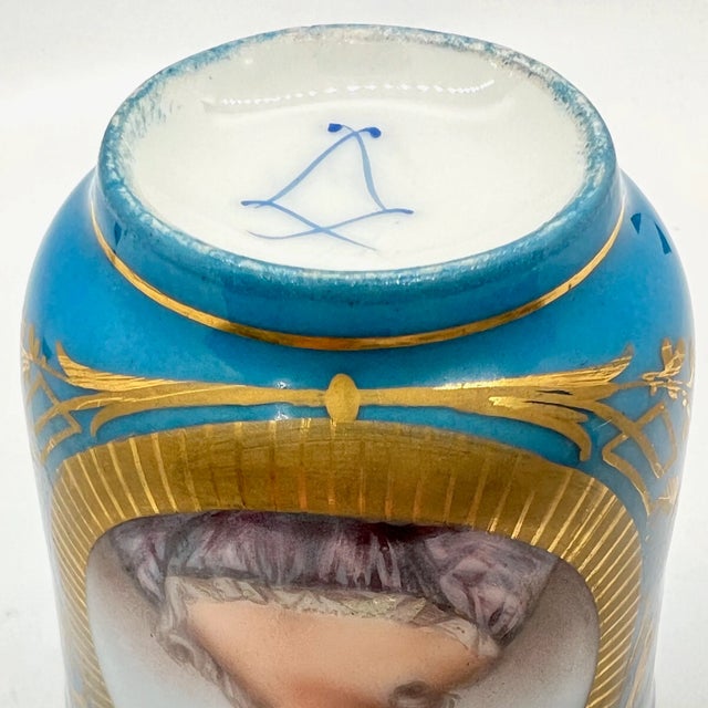 Antique Cup and Saucer with Hand-Painted Gilt Princess Portrait and Floral Panels from Sevres, 18th Century, Set of 2 For Sale - Image 11 of 13