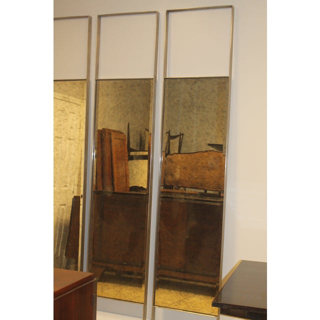 1960s 96" French Art Deco Style Monumental Smoked Glass Floor Mirrors Set of 4 For Sale - Image 5 of 8