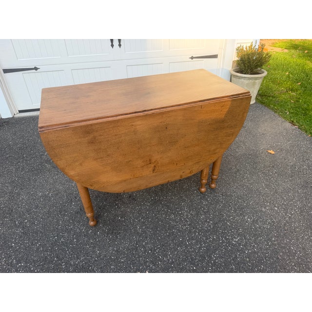 Antique Oak Gate Leg Drop Leaf Table For Sale - Image 4 of 12