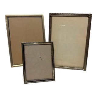 Trio Vintage Brass Table Top Photo Frames For Sale
