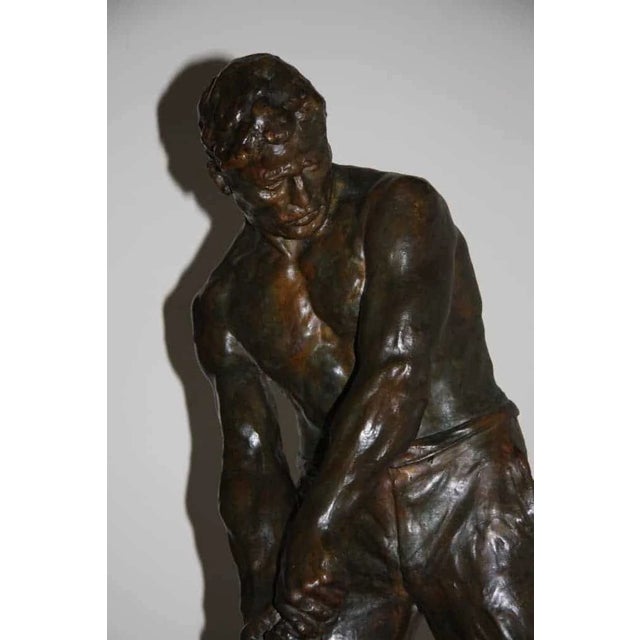 2000 - 2009 V. Demanet, Statue of a Man, Bronze For Sale - Image 5 of 7