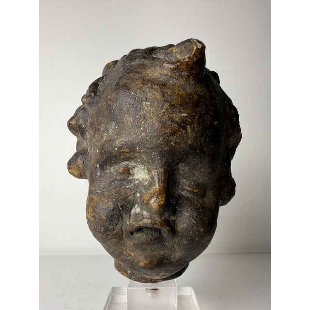 Tuscan Artist, Sculpture Depicting a Cherub's Head, 1500, Terracotta For Sale - Image 9 of 17