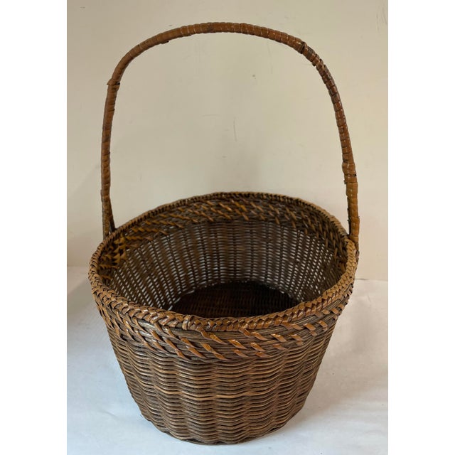 Vintage Woven Basket With Fixed Handle Chairish