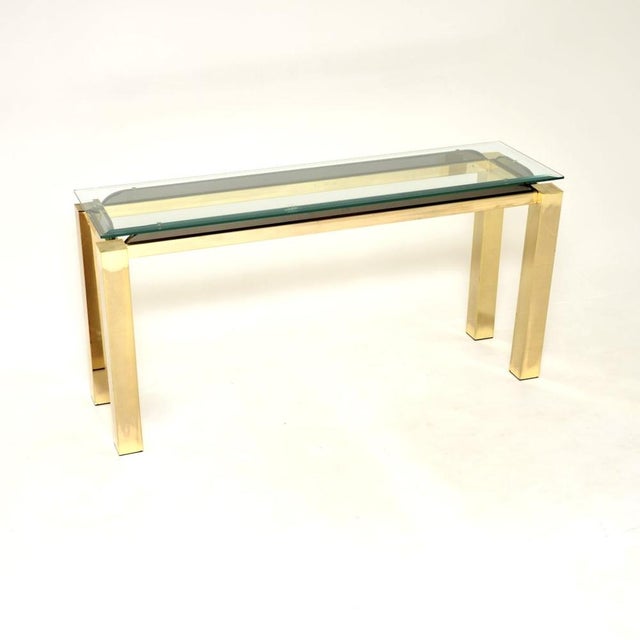 Vintage Italian Brass and Glass Console Table, 1970 For Sale - Image 11 of 11
