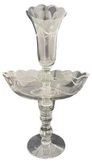 Bowl and Flower Vase with Crystal Base, 1950s
