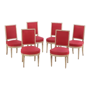 A Quality Set of Six French Louis XVI Style Upholstered and Painted Dining Chairs, C 1920.
