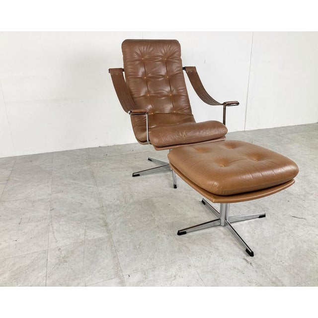 Geoffrey Harcourt Set of Mid-Century Lounge Chair and Ottoman attributed to Geoffrey Harcourt, 1960s For Sale - Image 4 of 17