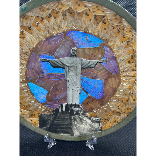 Museum-Quality Antique Brazilian Morpho Butterfly Wing Art Plate For Sale In Portland, ME - Image 6 of 13