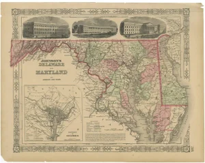 Delaware and Maryland Map, 1864